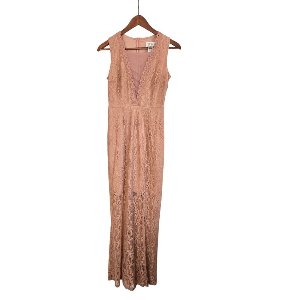 Feminine Romantic Blush Pink Floral Lace Maxi Coquette Balletcore Fairy Dress S